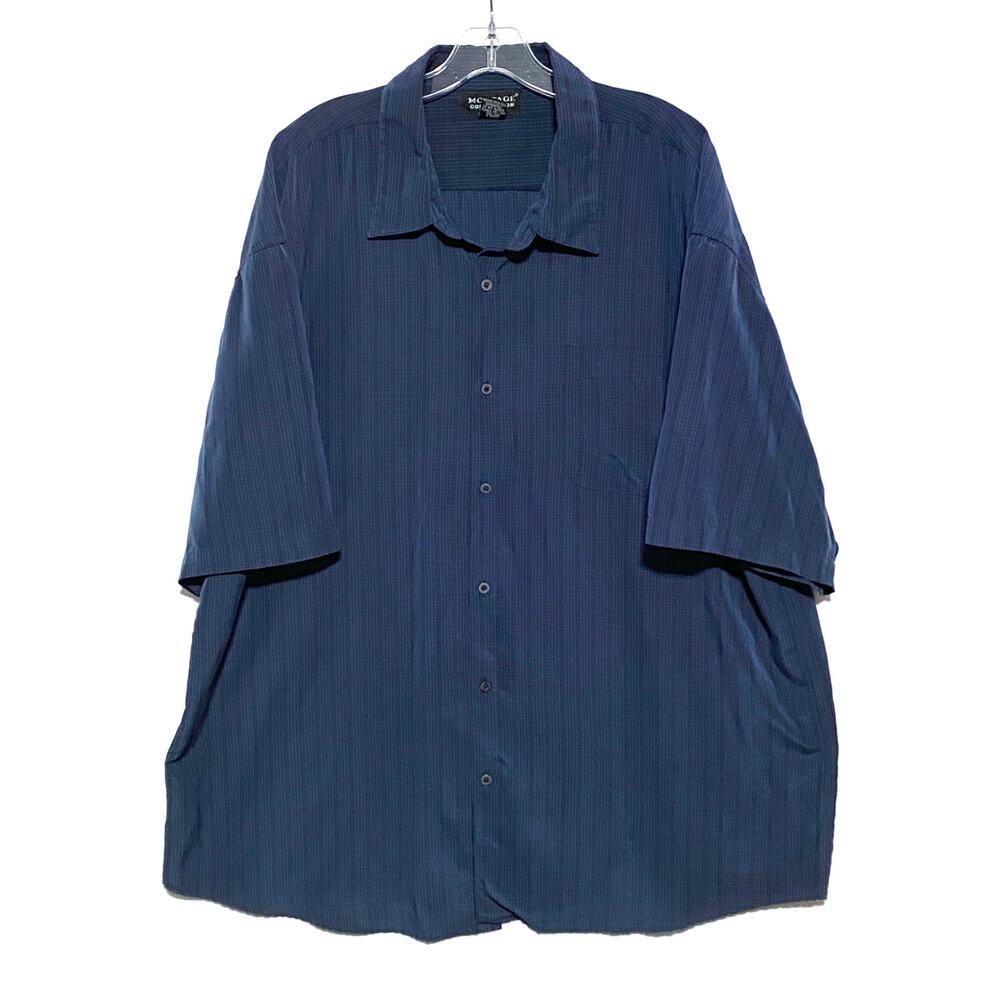Montage Collection Button Shirt Mens XXL Blue Striped Classic Preppy Minimalist